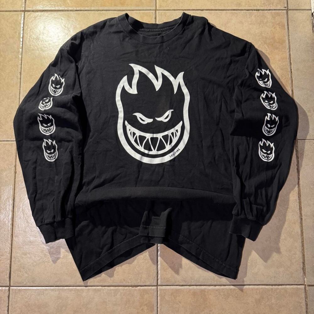Vintage y2k black spitfire long sleeve tee size XL in mens